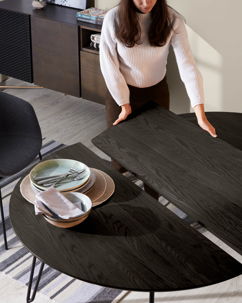 Masa dining extensibila din lemn 120x120(200) cm Milian Kave Home