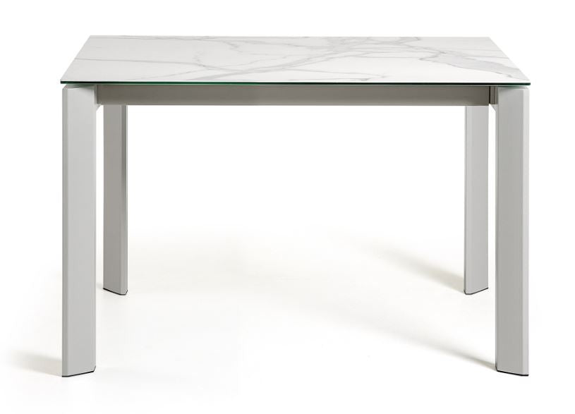 Masa dining extensibila gri/alba din metal 80x(120)180 cm Axis Kalos White Kave Home