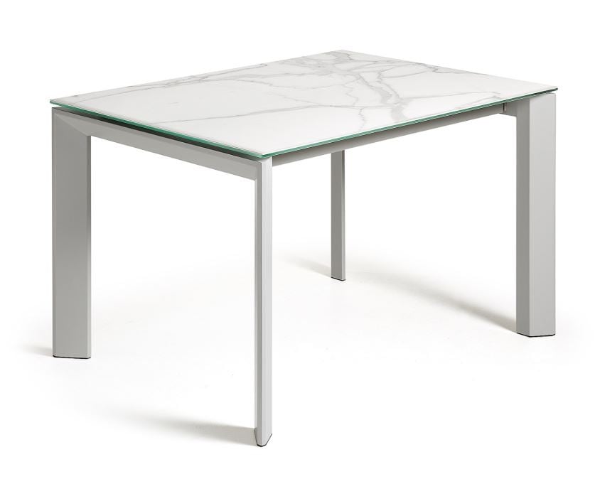 Masa dining extensibila gri/alba din metal 80x(120)180 cm Axis Kalos White Kave Home