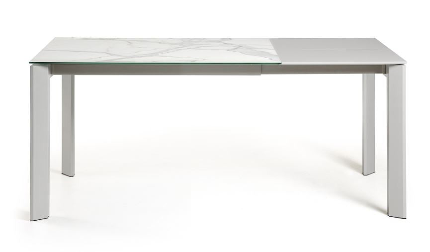 Masa dining extensibila gri/alba din metal 80x(120)180 cm Axis Kalos White Kave Home