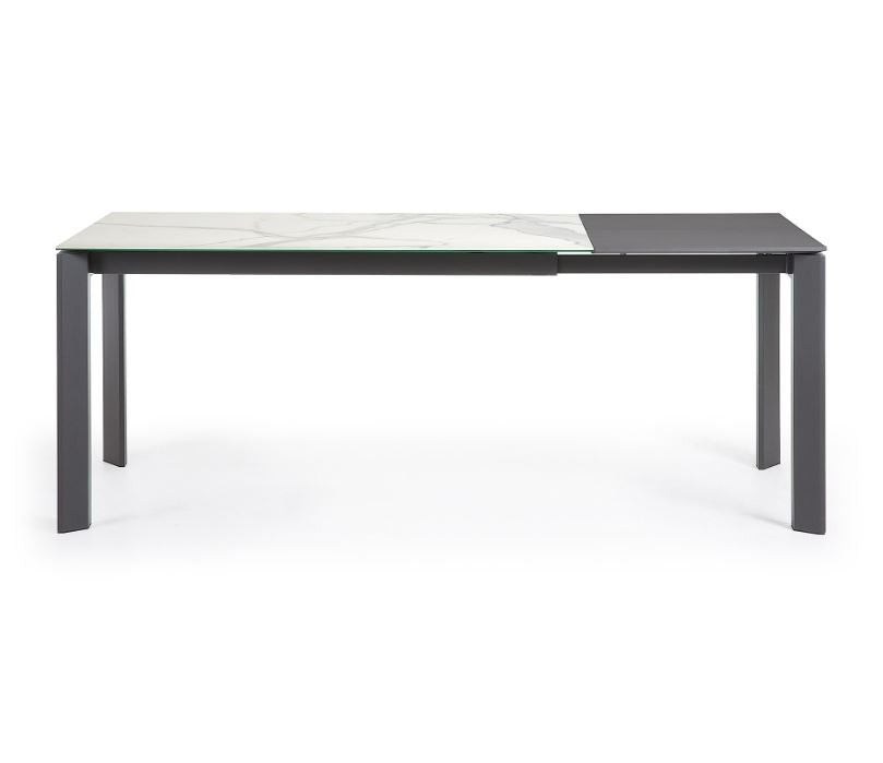 Masa dining extensibila gri/alba din metal 90x(140)200 cm Axis Kalos White Kave Home