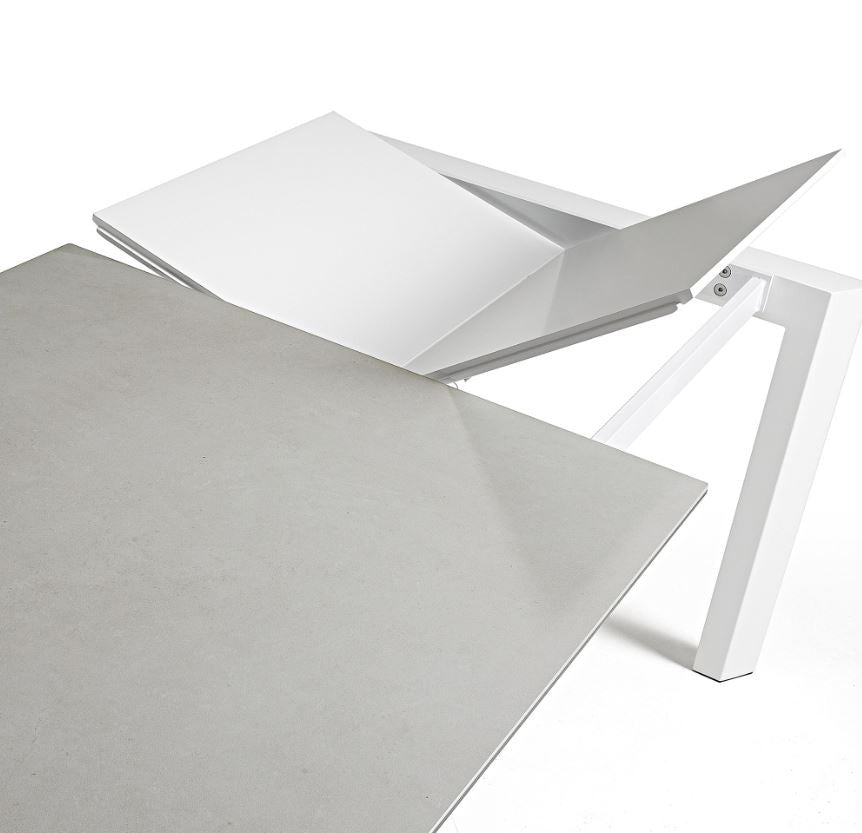Masa dining extensibila gri/alba din metal 90x(160)220 cm Axis Hydra Lead Kave Home