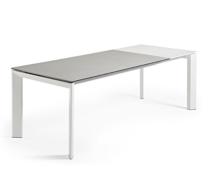 Masa dining extensibila gri/alba din metal 90x(160)220 cm Axis Hydra Lead Kave Home