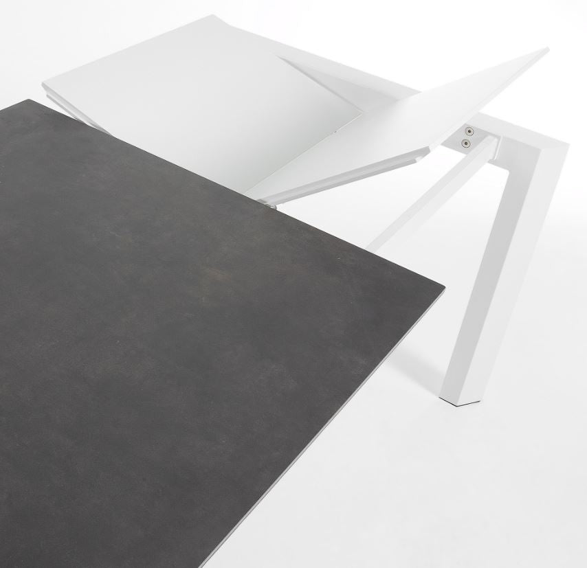 Masa dining extensibila gri/alba din metal 90x(160)220 cm Axis Vulcano Roca Kave Home