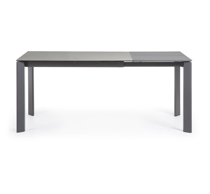 Masa dining extensibila gri din metal 80x(120)180 cm Axis Hydra Lead Kave Home