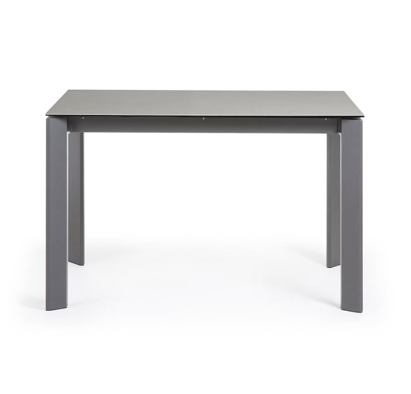 Masa dining extensibila gri din metal 80x(120)180 cm Axis Hydra Lead Kave Home