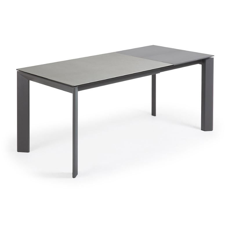 Masa dining extensibila gri din metal 80x(120)180 cm Axis Hydra Lead Kave Home