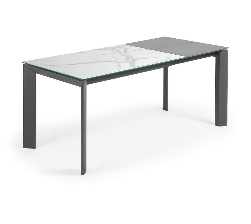 Masa dining extensibila gri din metal 80x(120)180 cm Axis Kalos White Kave Home