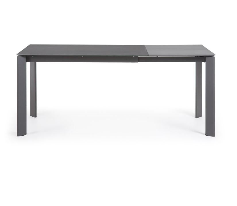 Masa dining extensibila gri din metal 80x(120)180 cm Axis Vulcano Roca Kave Home