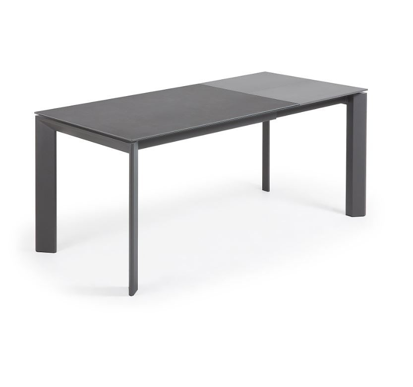 Masa dining extensibila gri din metal 80x(120)180 cm Axis Vulcano Roca Kave Home