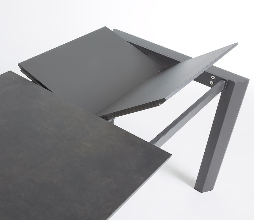 Masa dining extensibila gri din metal 90x(140)200 cm Axis Vulcano Roca Kave Home