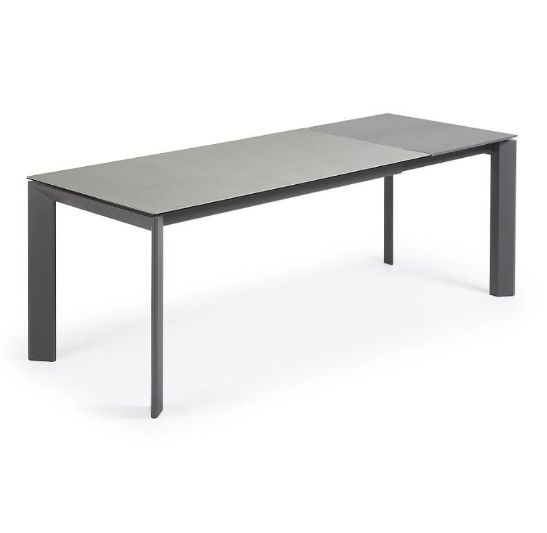 Masa dining extensibila gri din metal 90x(160)220 cm Axis Hydra Lead Kave Home