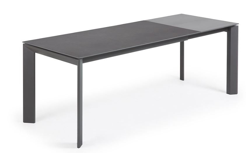 Masa dining extensibila gri grafit din metal 90x160(220) cm Axis Vulcano Roca Kave Home