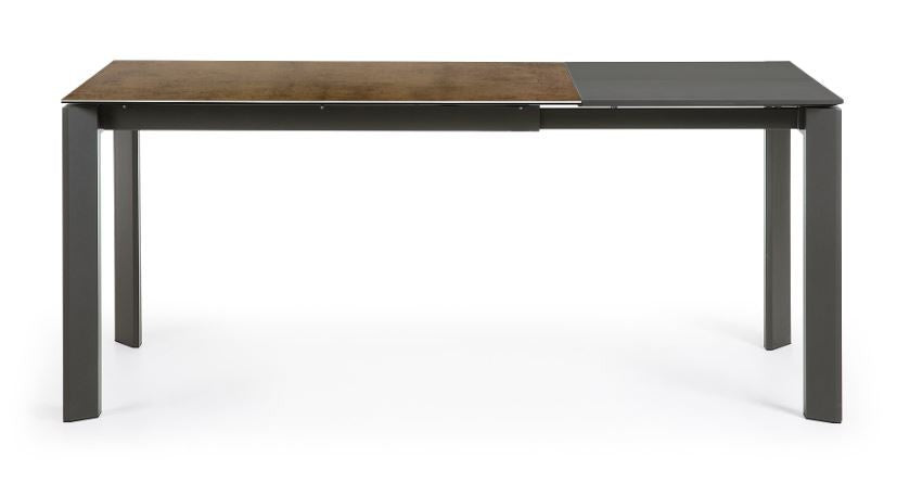 Masa dining extensibila gri/maro din metal 80x(120)180 cm Axis Iron Corten Kave Home