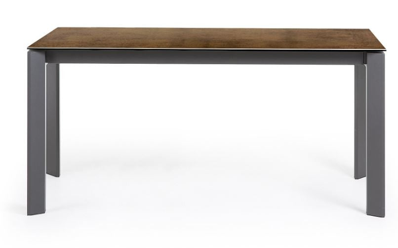 Masa dining extensibila gri/maro din metal 90x(160)220 cm Axis Iron Corten Kave Home
