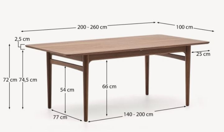 Masa dining extensibila maro din lemn 100x200(260) cm Elan Kave Home