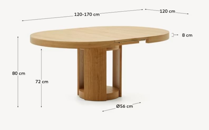 Masa dining extensibila maro din lemn 120 (170) cm Artis Kave Home