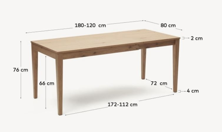 Masa dining extensibila maro din lemn 80x120(180) cm Yain Kave Home
