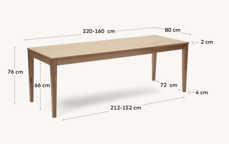 Masa dining extensibila maro din lemn 80x160(220) cm Yain Kave Home
