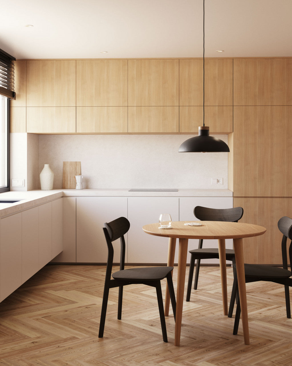 Masa dining extensibila maro din lemn 90(170) cm Oqui Kave Home