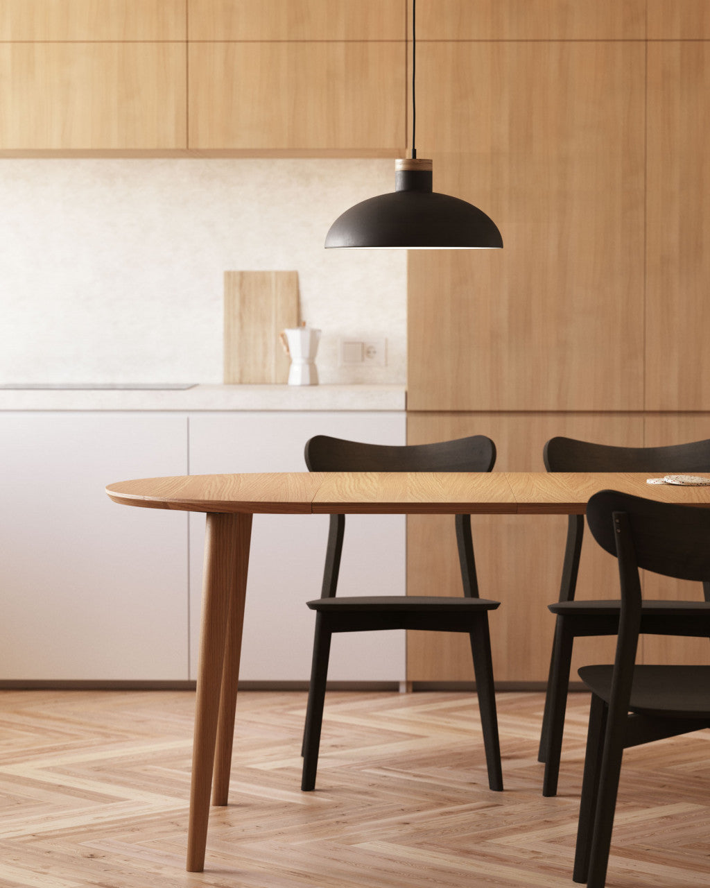 Masa dining extensibila maro din lemn 90(170) cm Oqui Kave Home