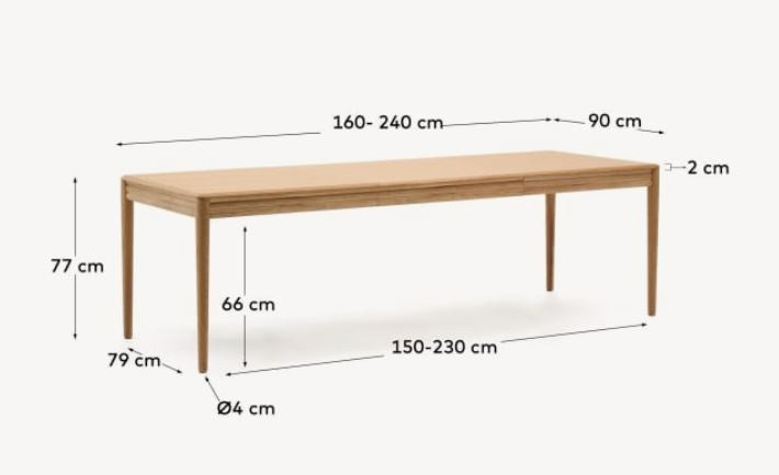 Masa dining extensibila maro din lemn 90x160(240) cm Lenon Kave Home