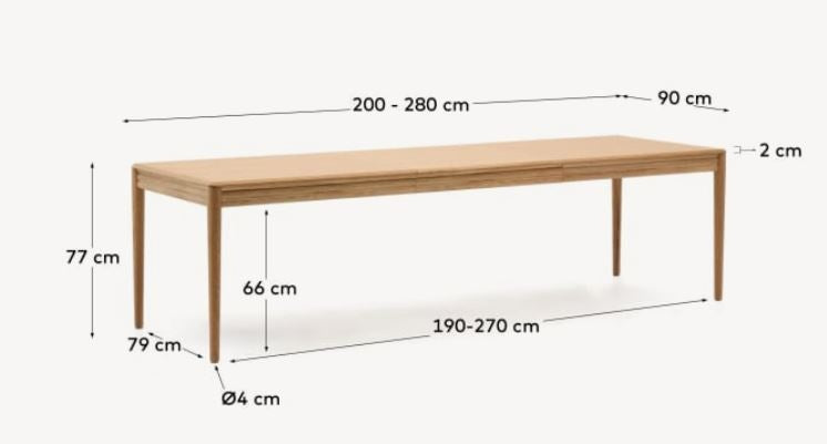 Masa dining extensibila maro din lemn 90x200(280) cm Lenon Kave Home