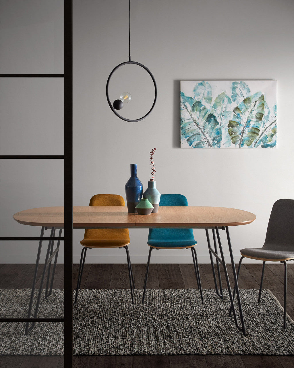 Masa dining extensibila maro din metal 100x170(320)cm Novac Kave Home