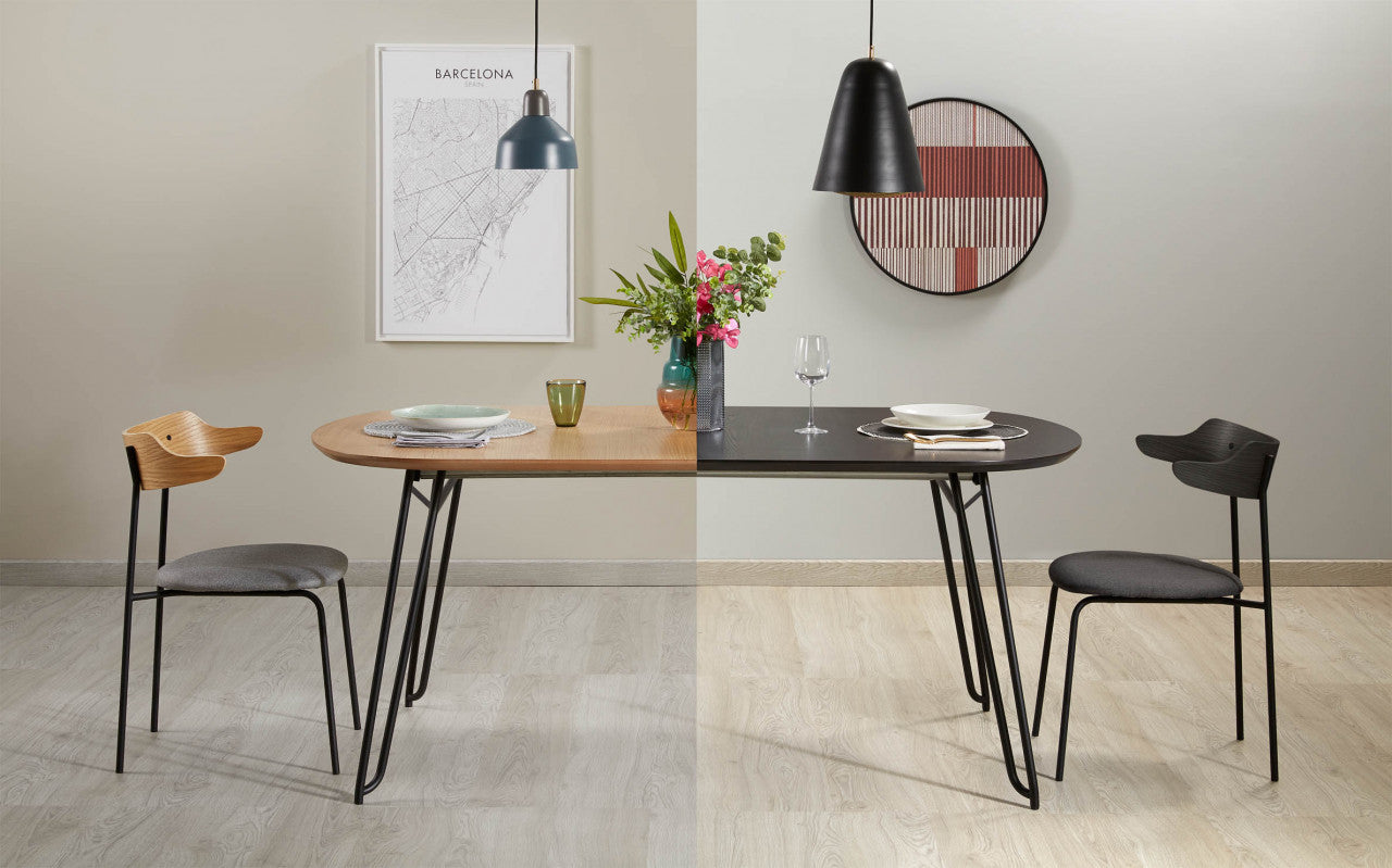 Masa dining extensibila maro din metal 100x170(320)cm Novac Kave Home