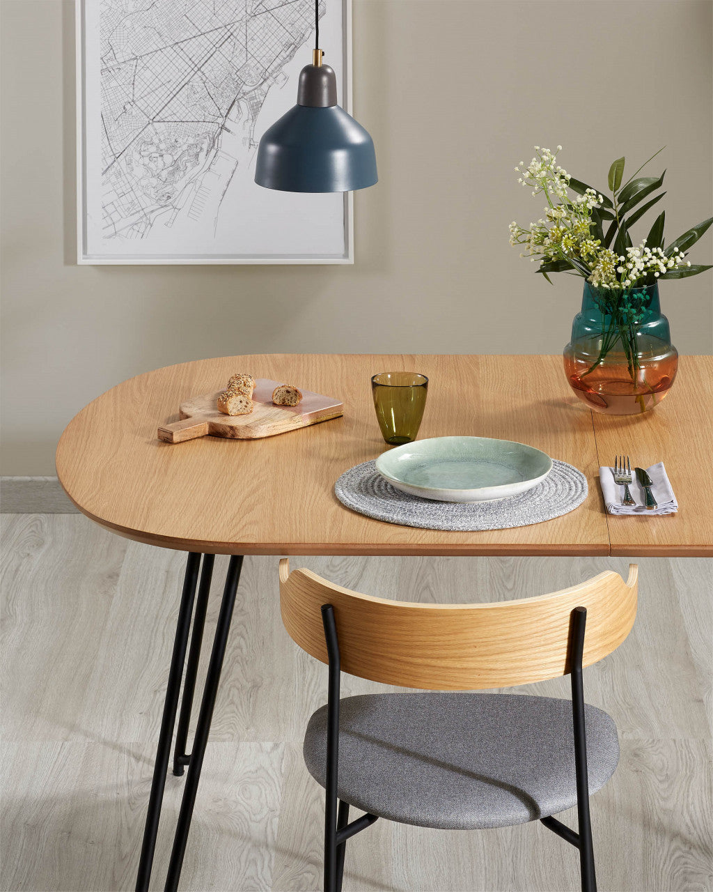 Masa dining extensibila maro din metal 100x170(320)cm Novac Kave Home