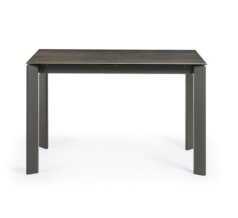 Masa dining extensibila maro din metal 80x(120)180 cm Axis Iron Moss Kave Home