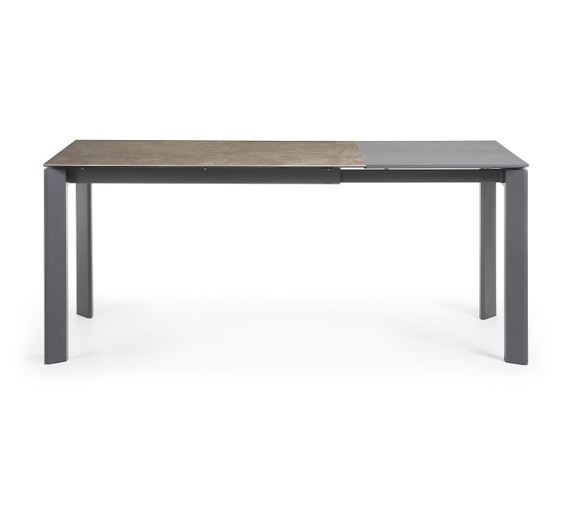 Masa dining extensibila maro din metal 80x(120)180 cm Axis Vulcano Ash Kave Home