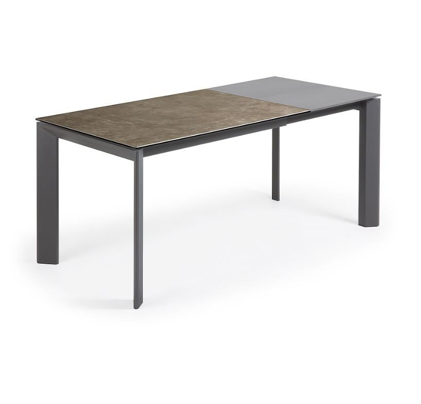 Masa dining extensibila maro din metal 80x(120)180 cm Axis Vulcano Ash Kave Home