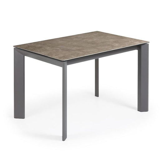 Masa dining extensibila maro din metal 80x(120)180 cm Axis Vulcano Ash Kave Home