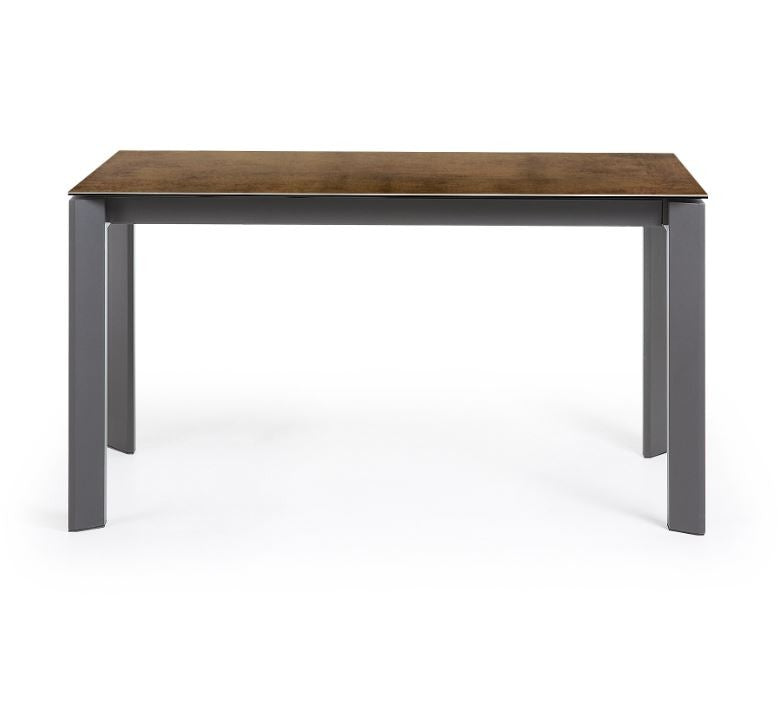 Masa dining extensibila maro din metal 90x(140)200 cm Axis Iron Corten Kave Home