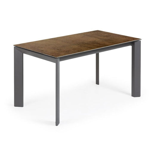 Masa dining extensibila maro din metal 90x(140)200 cm Axis Iron Corten Kave Home