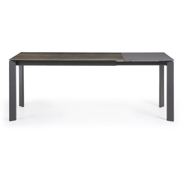 Masa dining extensibila maro din metal 90x(140)200 cm Axis Iron Moss Kave Home