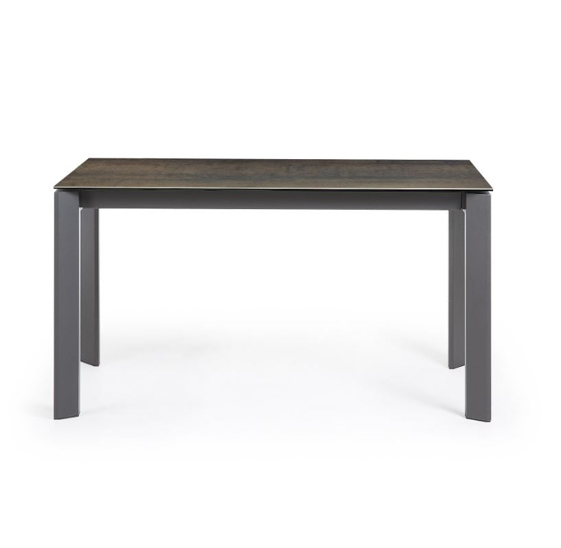 Masa dining extensibila maro din metal 90x(140)200 cm Axis Iron Moss Kave Home