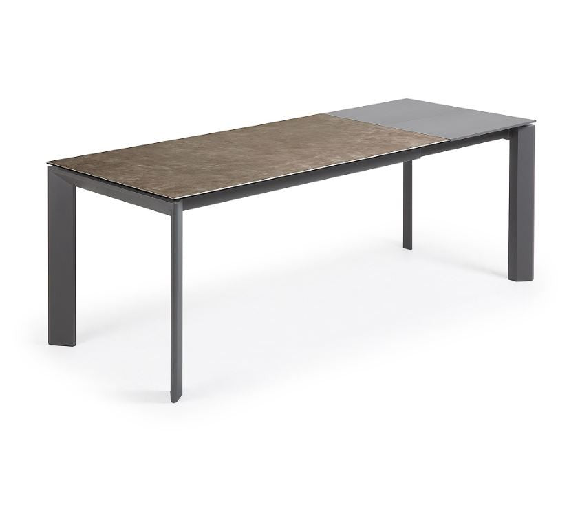 Masa dining extensibila maro din metal 90x(160)220 cm Axis Vulcano Ash Kave Home