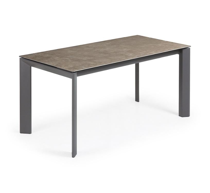 Masa dining extensibila maro din metal 90x(160)220 cm Axis Vulcano Ash Kave Home