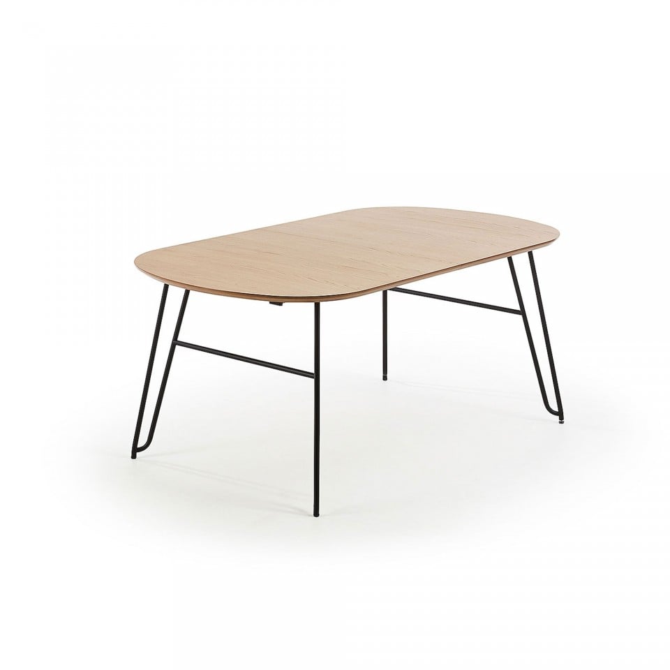 Masa dining extensibila maro din metal 90x140(220) cm Novac Kave Home