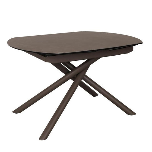 Masa dining extensibila maro/neagra din metal 100x130(190) cm Yodalia Kave Home
