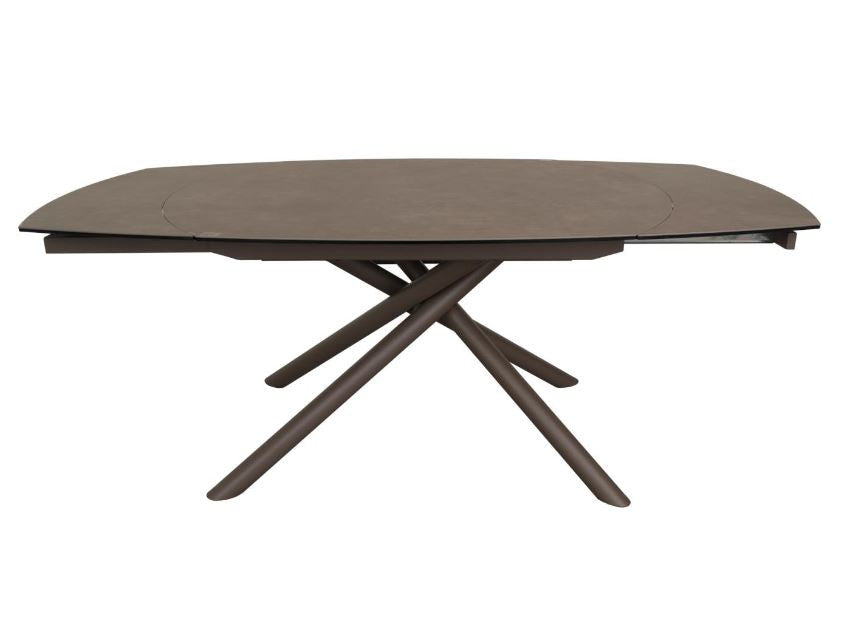 Masa dining extensibila maro/neagra din metal 100x130(190) cm Yodalia Kave Home
