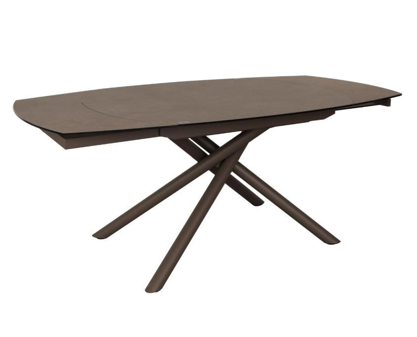 Masa dining extensibila maro/neagra din metal 100x130(190) cm Yodalia Kave Home