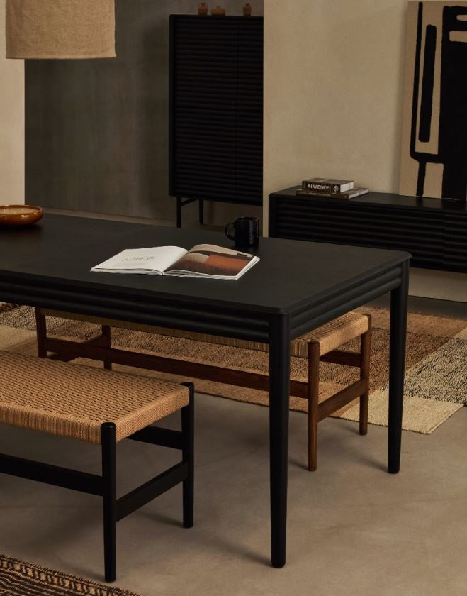 Masa dining extensibila neagra din lemn 90x160(240) cm Lenon Kave Home