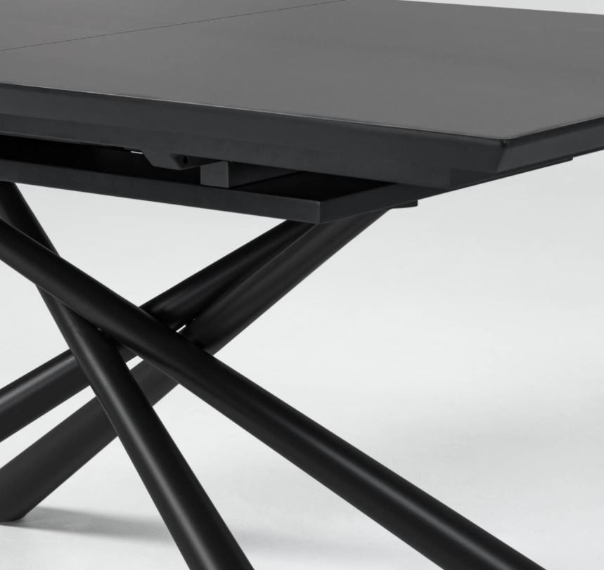 Masa dining extensibila neagra din metal 90x(160)210 cm Theone Kave Home
