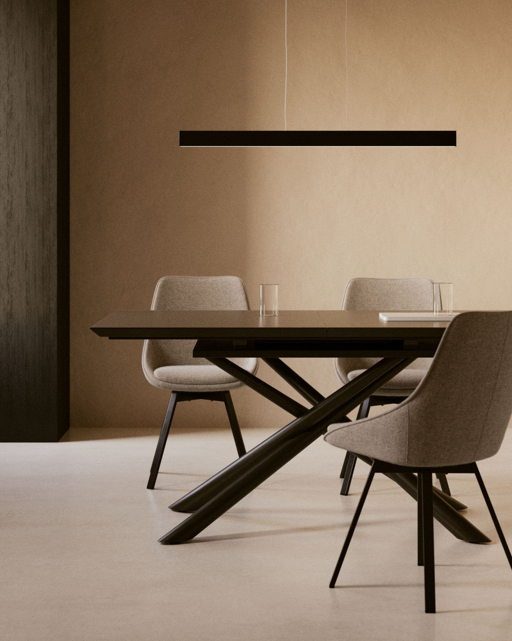 Masa dining extensibila neagra din metal 90x(160)210 cm Theone Kave Home