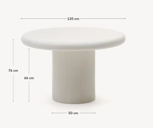 Masa dining exterior alba din ciment 120 cm Addaia Kave Home