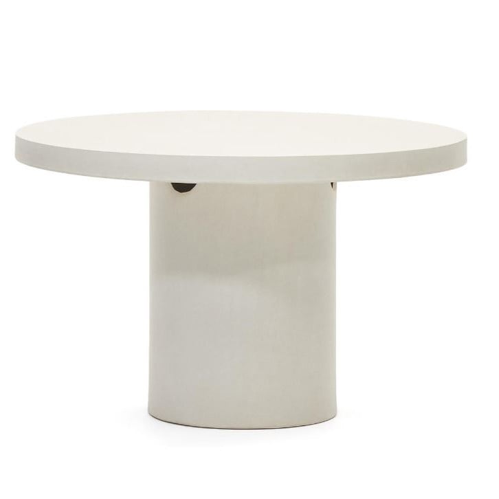 Masa dining exterior alba din ciment 120 cm Aiguablava Kave Home