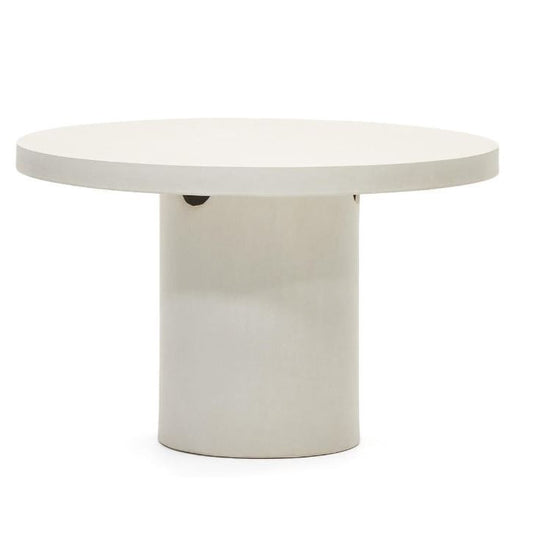 Masa dining exterior alba din ciment 120 cm Aiguablava Kave Home